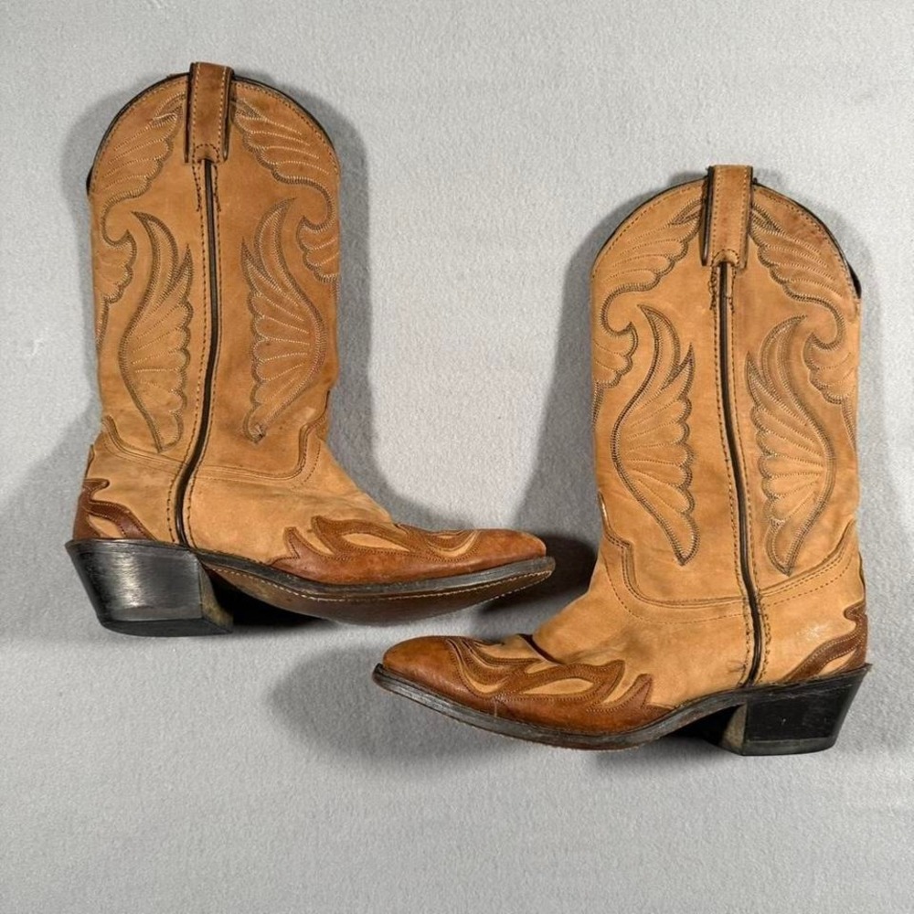 Vintage Women's Code West Brown Leather Cowboy Boots Western Stitched  6.5